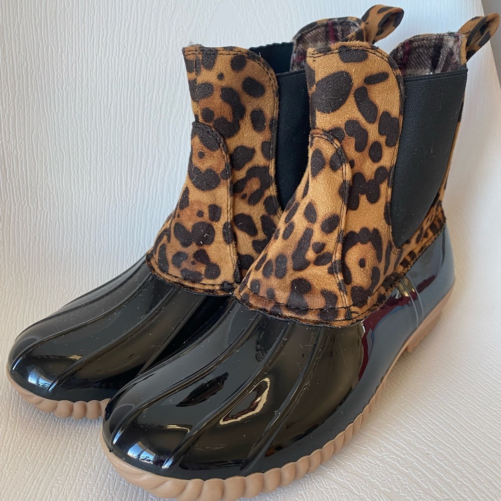 Slip on Winter Duck Boots Leopard